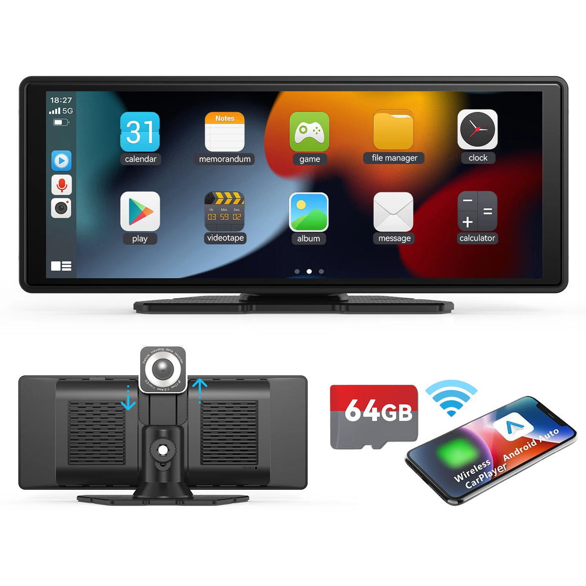 10.26-Inch Portable CarPlay and Android Auto Screen