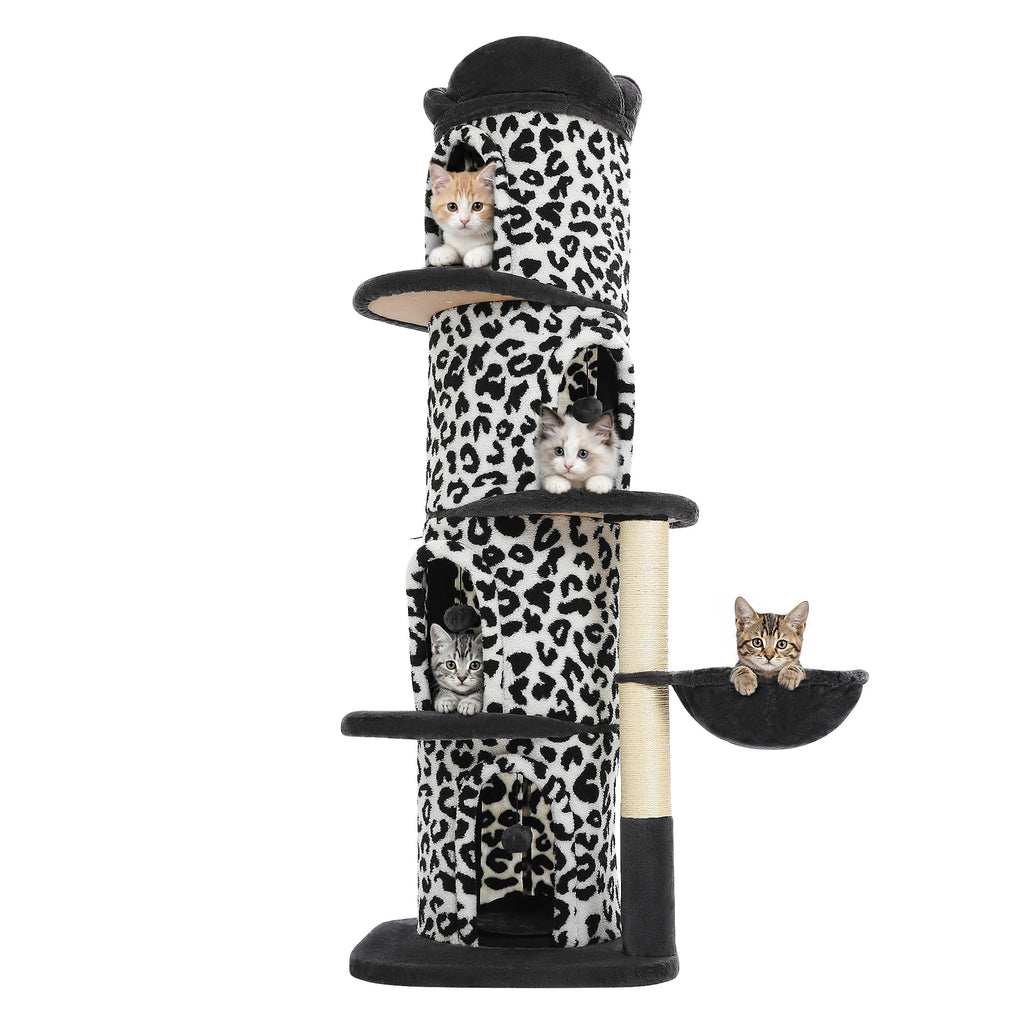 Large Cat Tree with Multiple Condos & Flower Bed