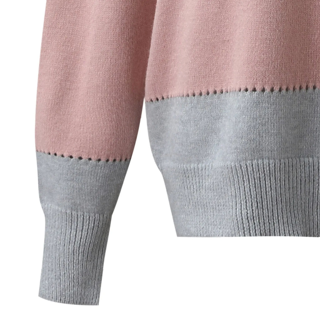 Women Sweaters Contrast Leopard Color Pullovers Loose Autumn Winter Long Sleeve Sweater Jumper Pull Femme Knitwear Oversized Dsers