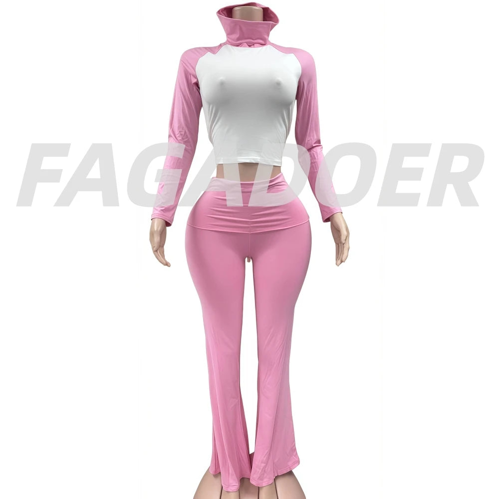Women's Long-Sleeve Crewneck Top and Pants Set
