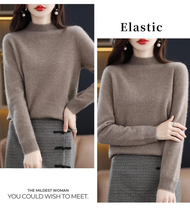 Women's Wool Mock-Neck Knit Sweater
