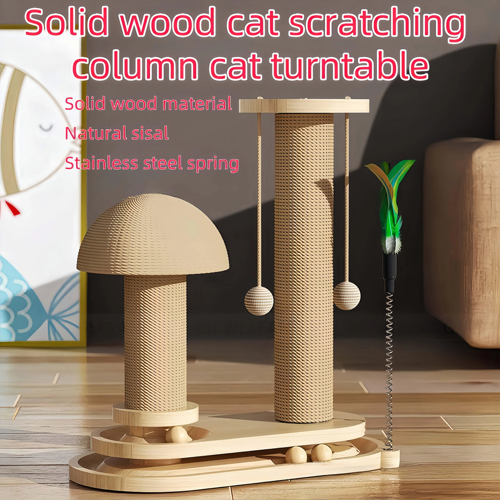 Interactive Cat Scratching Tower with Ball Track