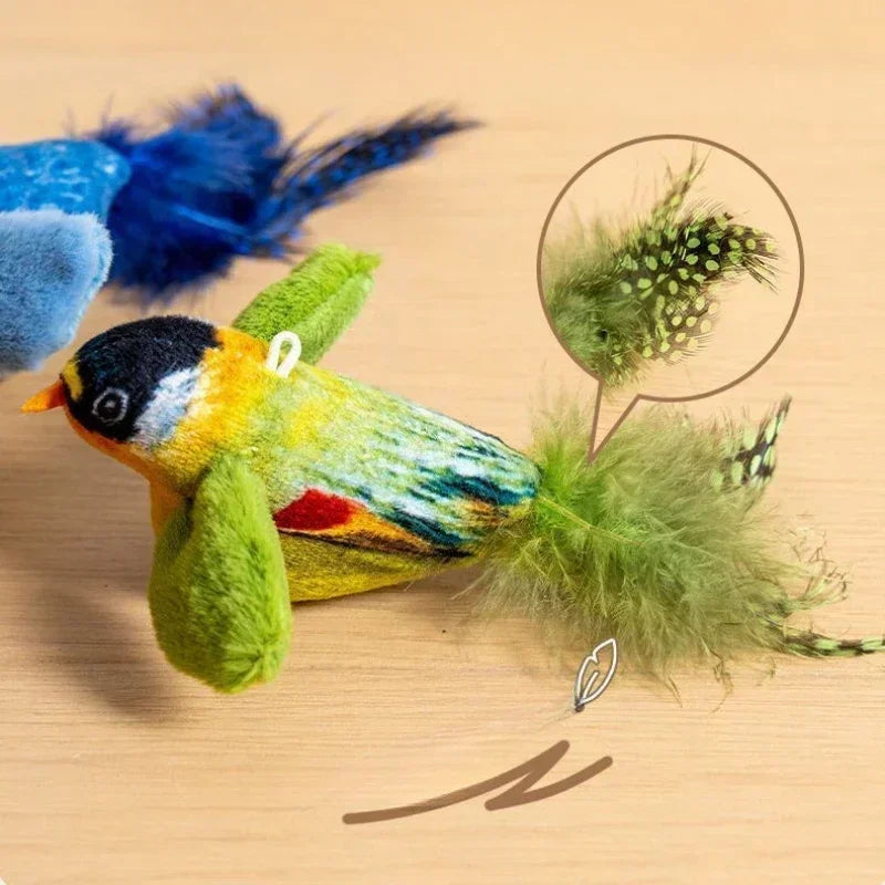 Wall-Mounted Sound-Activated Plush Bird Cat Toy