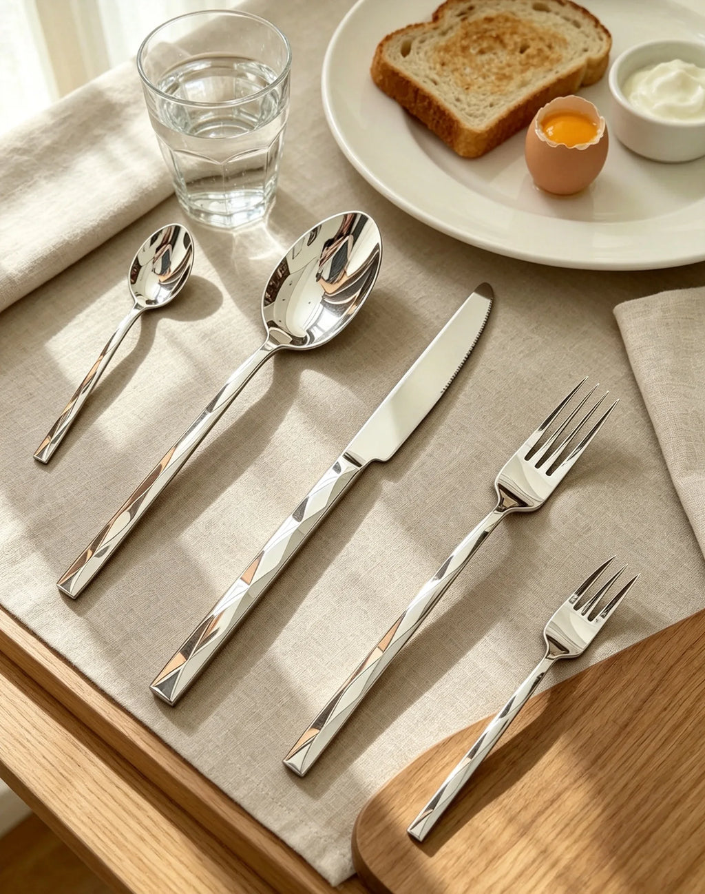 Diamond-Design Stainless Steel Flatware — Boxed Sets