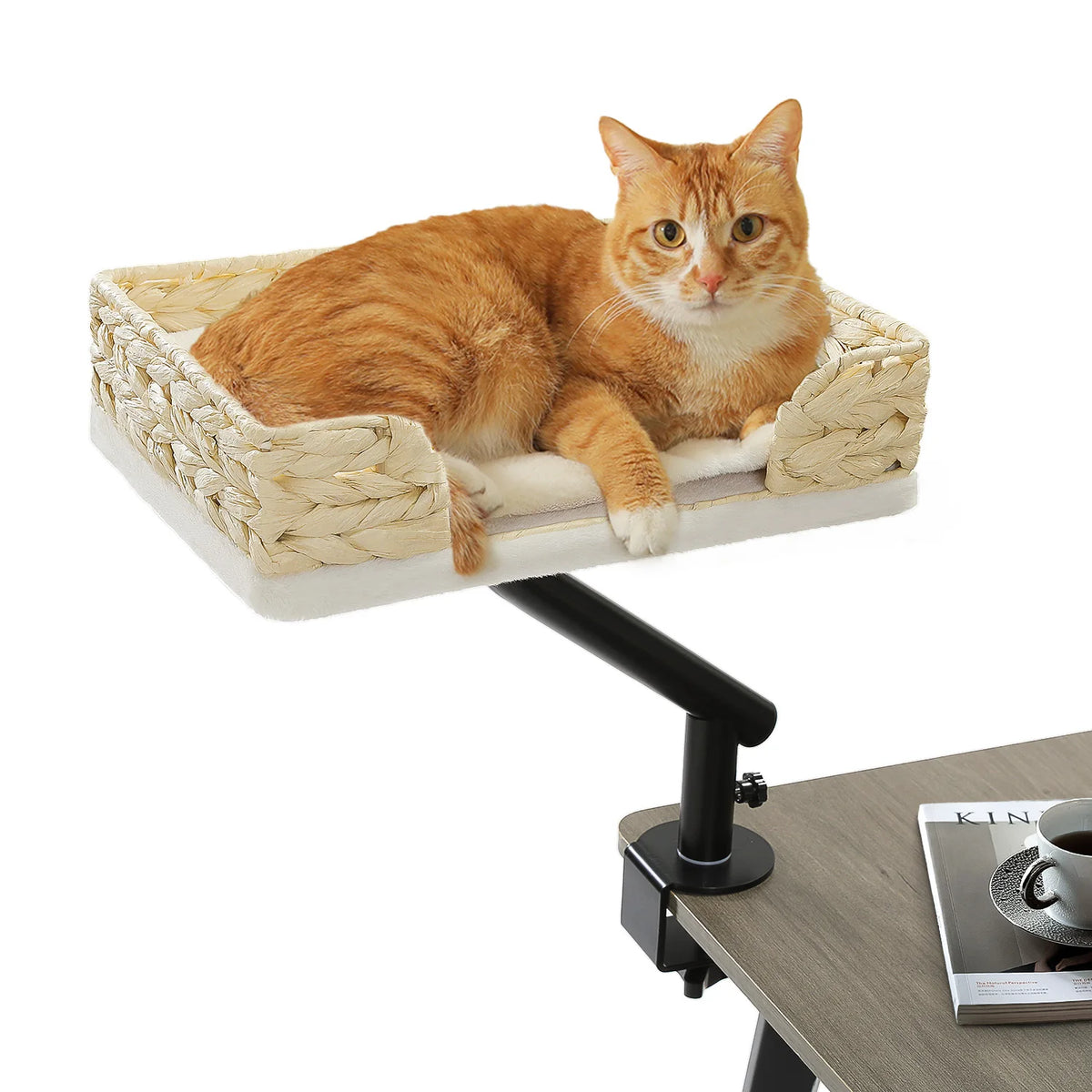 360° Rotating Desk-Mounted Cat Bed
