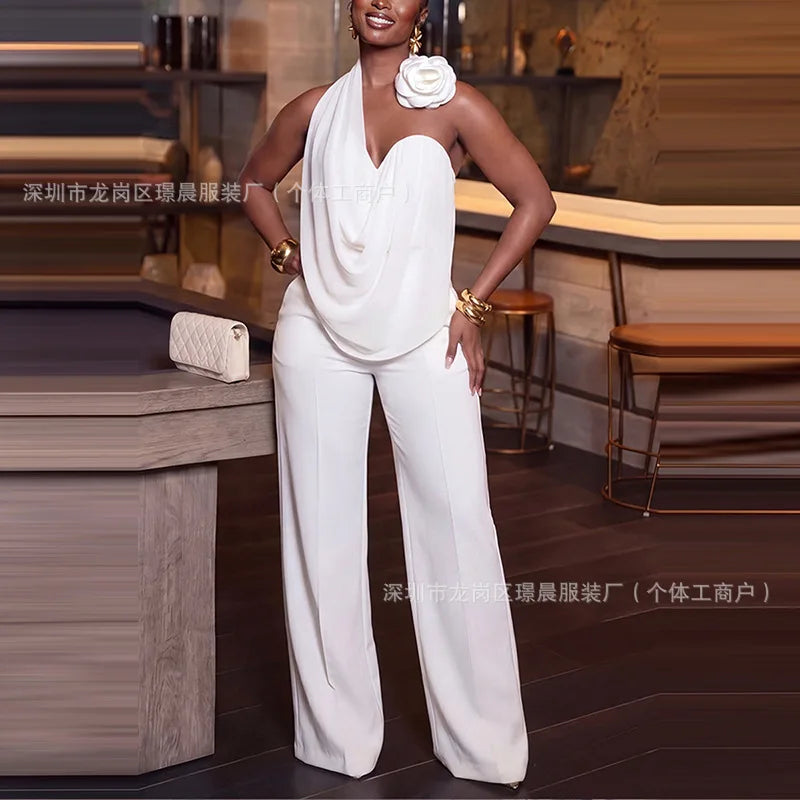 Women's Halter Top and Wide-Leg Pants Set