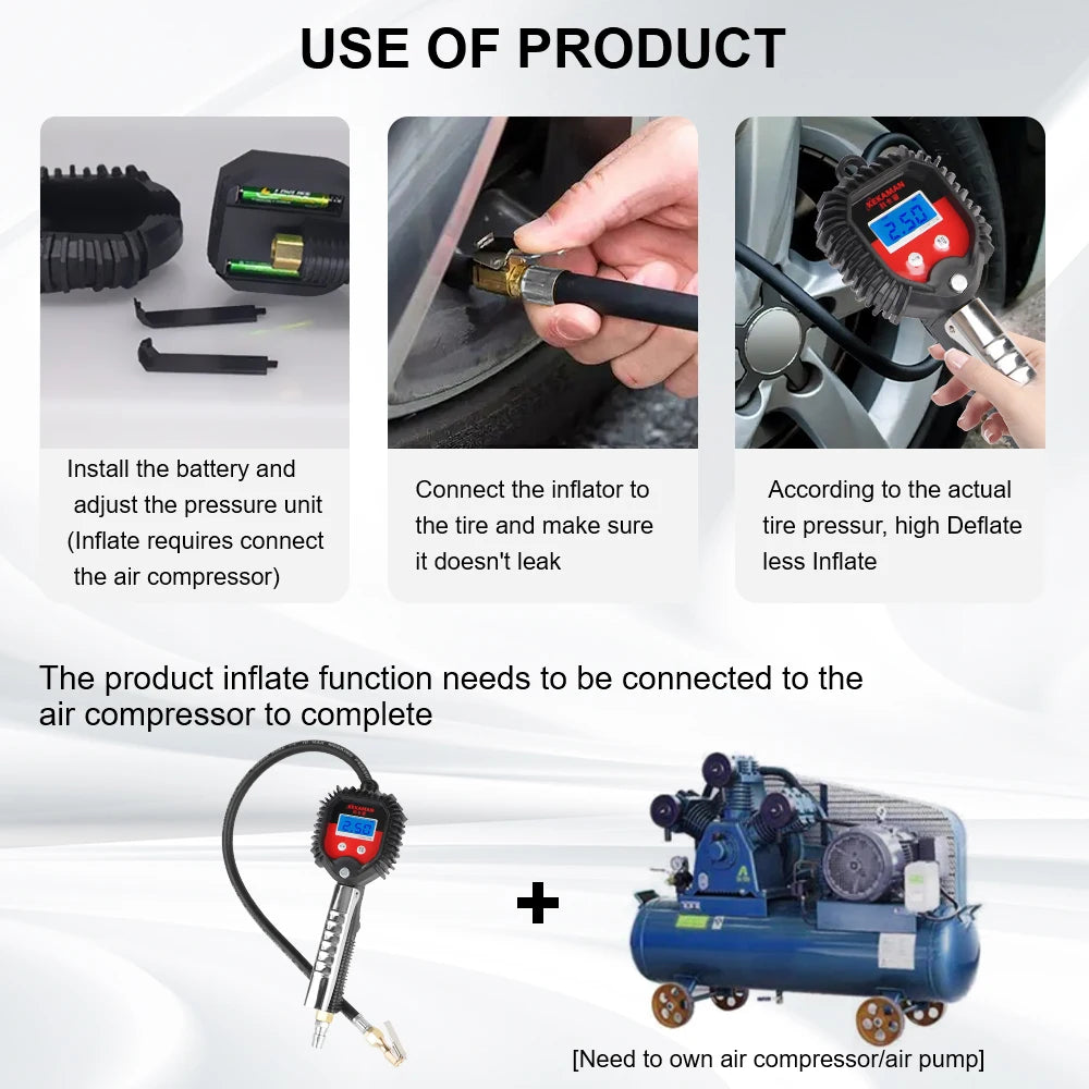 LEEPEE Digital Tire Inflator & Pressure Gauge