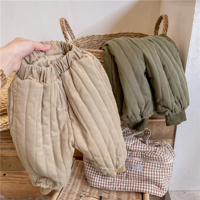 Children's Clothing From 2 To 7 Years Winter Kids Warm Cotton-Padded Trousers Baby Girls Thick Pants Toddler Boys Wear Clothes Whispering Desires Shoppe