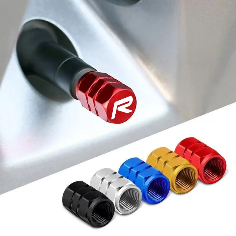 Aluminum R-Emblem Tire Valve Caps – Set of 4