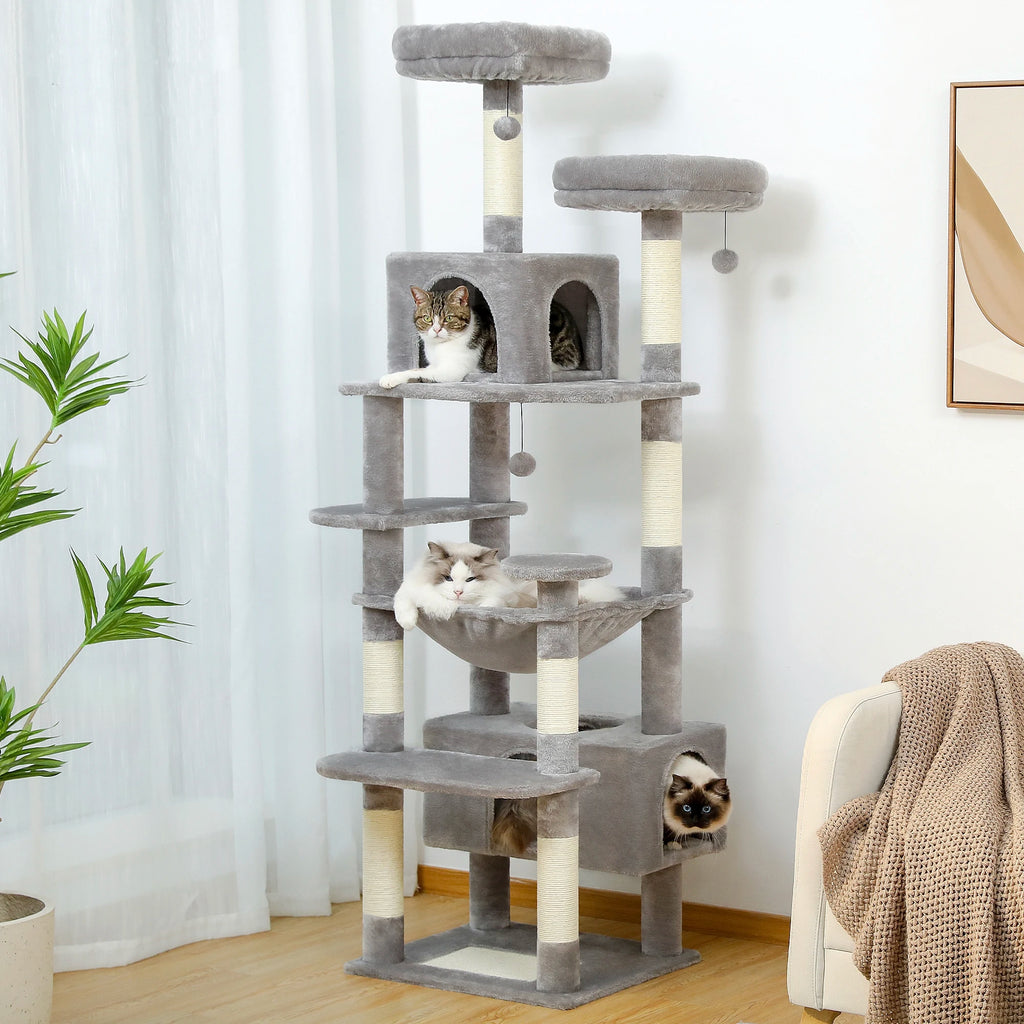 184cm Cat Tree with Hammock, Condo & Scratching Posts