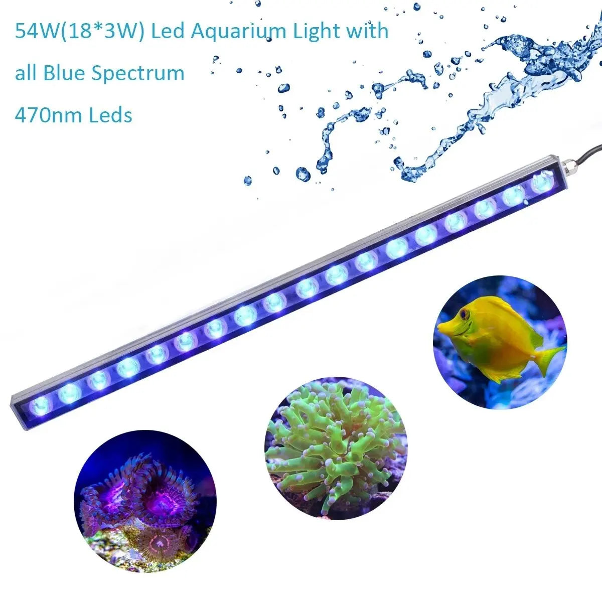 Populargrow 54W/81W/108W Aquarium Light with 470nm Blue Spectrum Leds Strip Light Beautiful Your Coral Reef Fish Tank Lamp Whispering Desires Shoppe