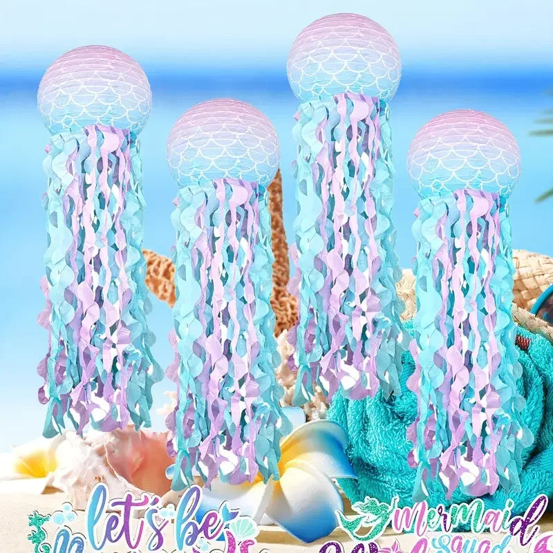 Blue Jellyfish Paper Lanterns, 1/3/6 Pack