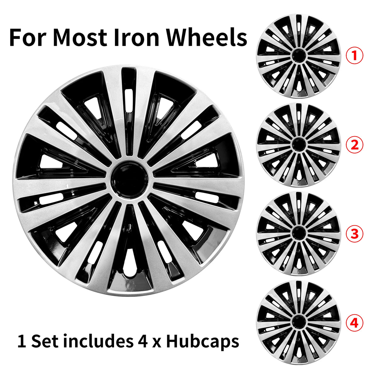 MOTENIO 15-Inch Wheel Covers – Set of 4