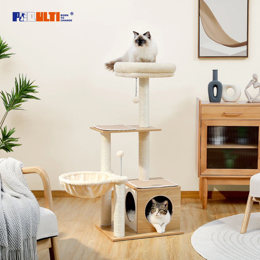 110cm Cat Tree with Condo & Hammock