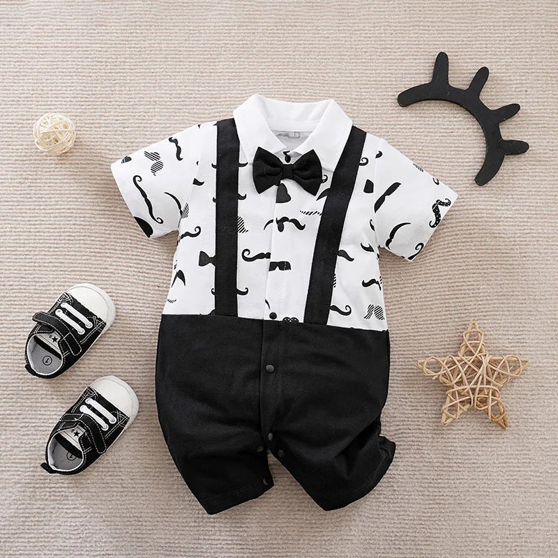 Baby Cotton Short-Sleeve Collared Romper