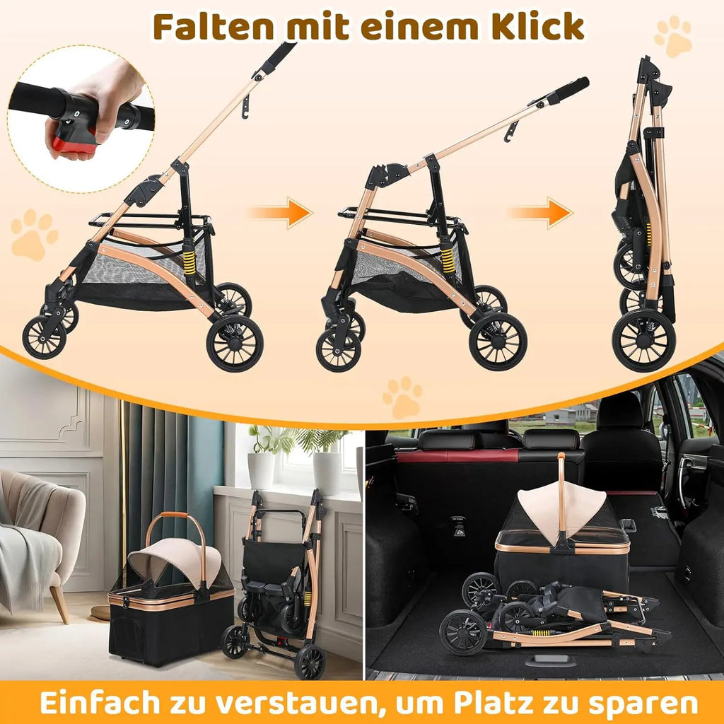 Two-in-One Folding Pet Stroller & Carrier