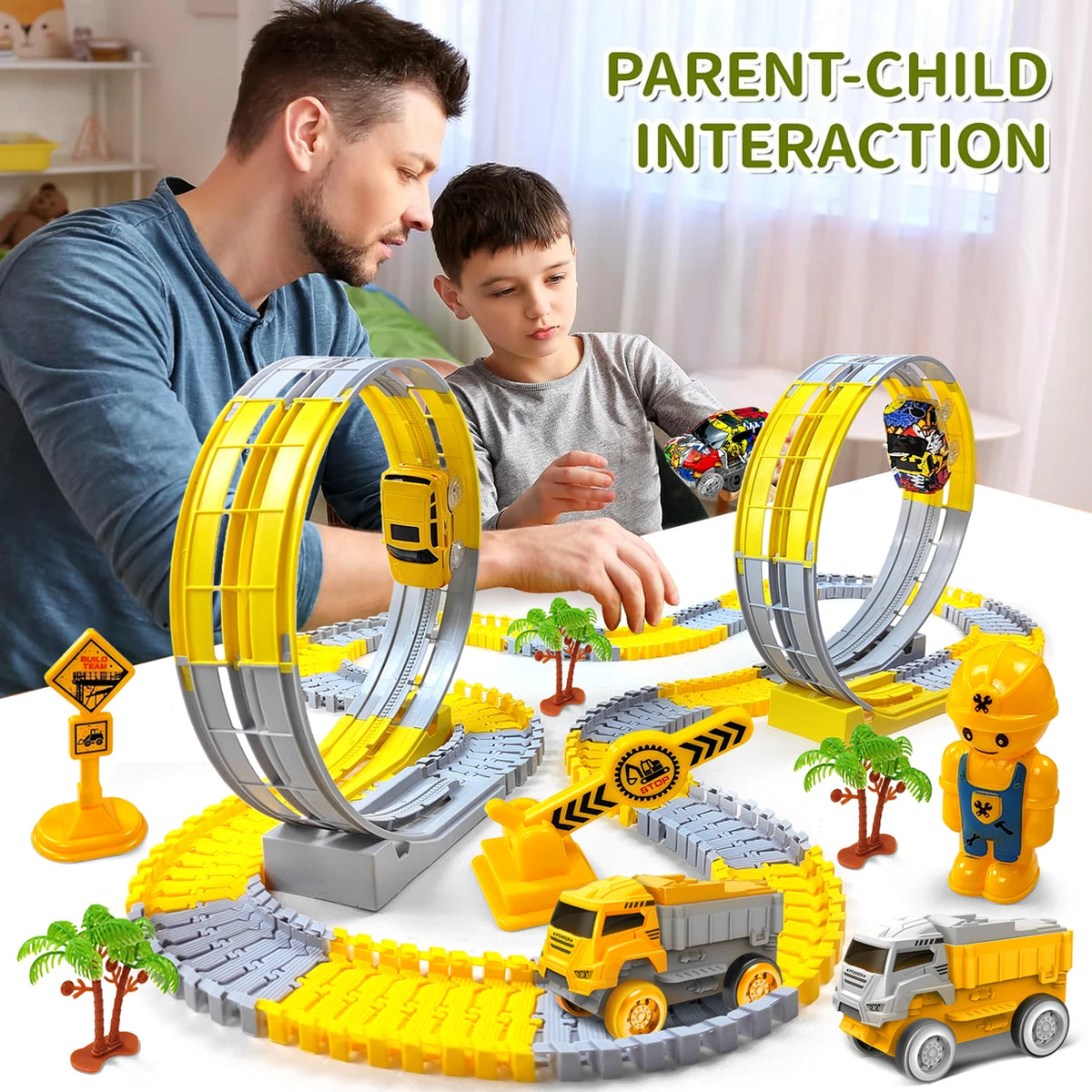 Flexible Race Track with Light-Up Climbing Toy Car