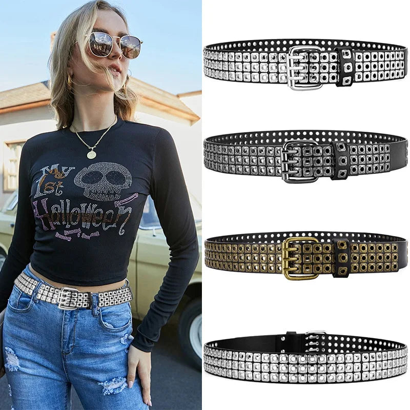 Unisex Punk-Style Studded PU Belt