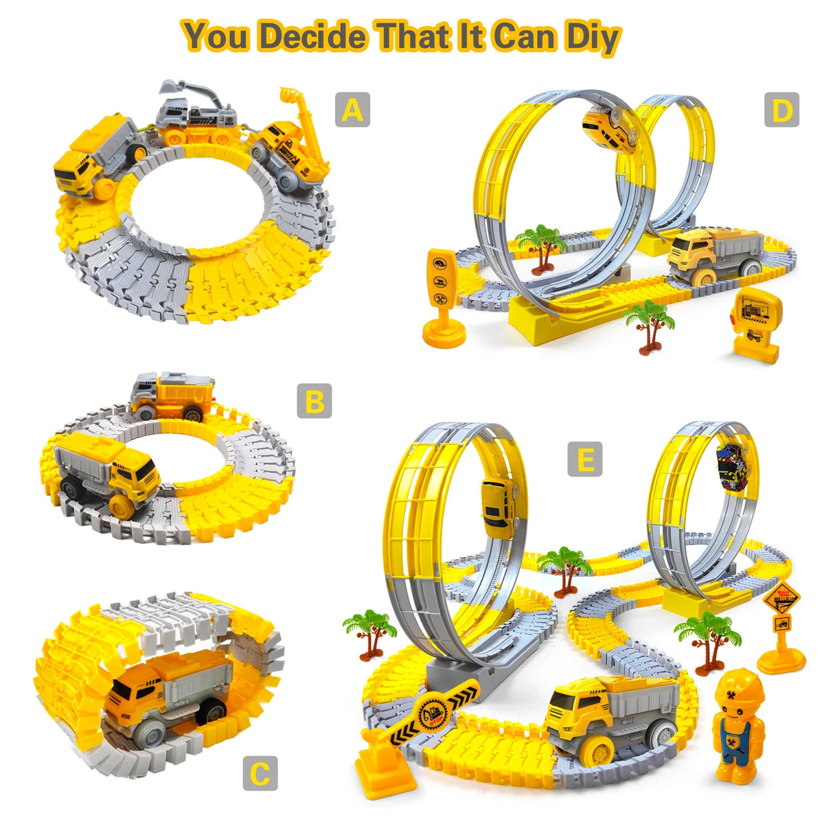 Flexible Race Track with Light-Up Climbing Toy Car