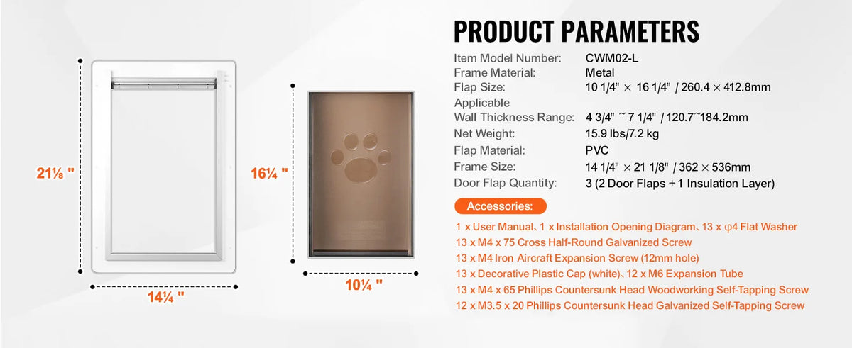 SucceBuy Pet Door Metal Frame with Lock and 3-Flap System Weatherproof Doggy Door Easy to Install in Interior or Exterior Walls Whispering Desires Shoppe