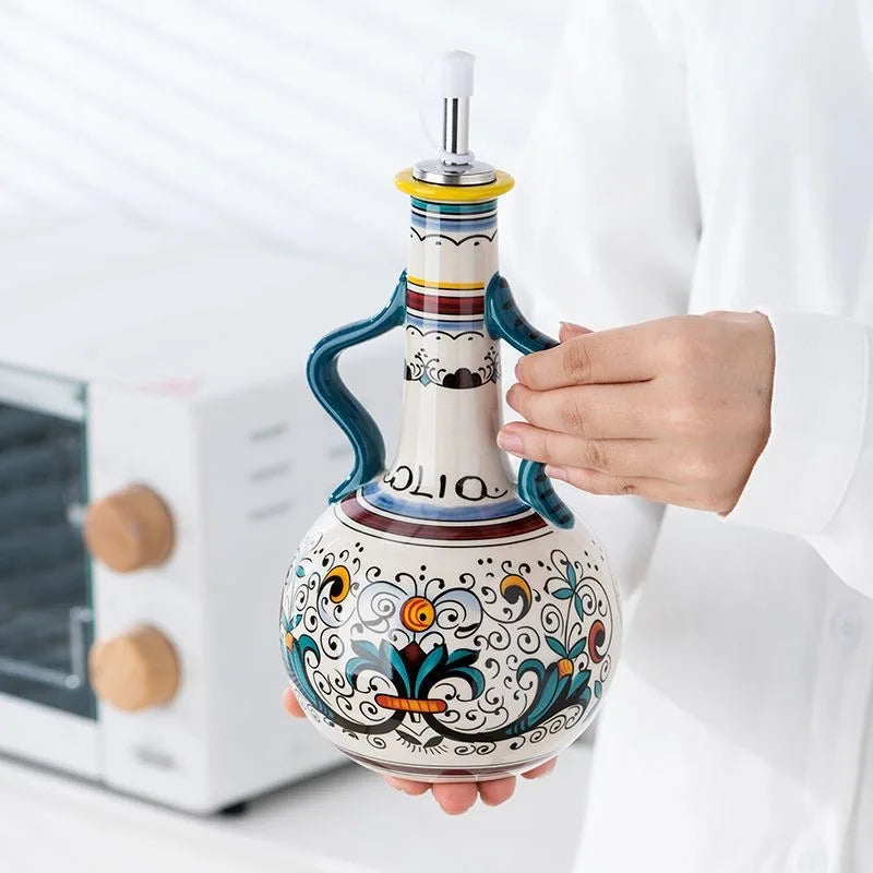 Decorative Ceramic Oil and Vinegar Dispenser