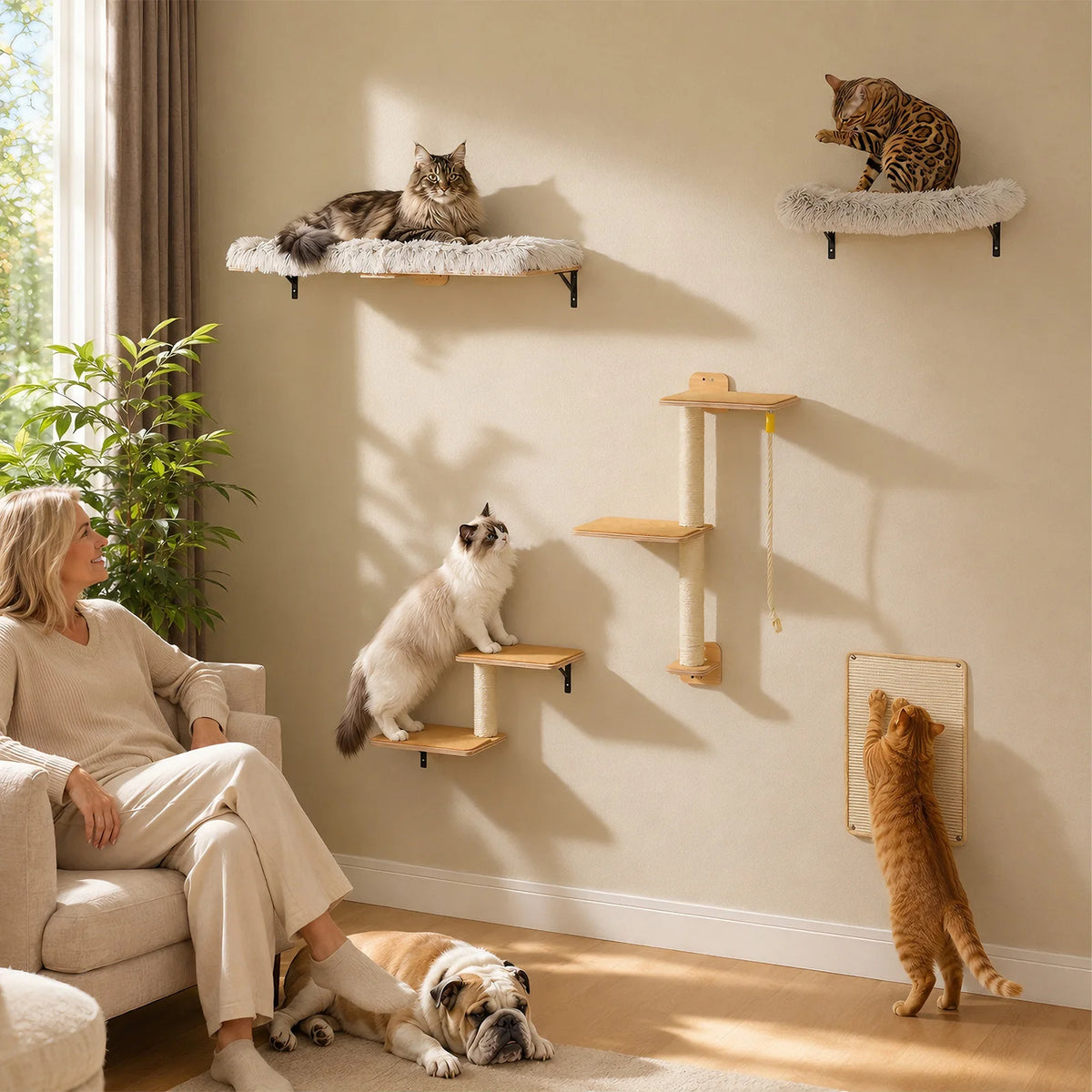 PAWZ Road Five-in-One Wall-Mounted Cat Climbing Set