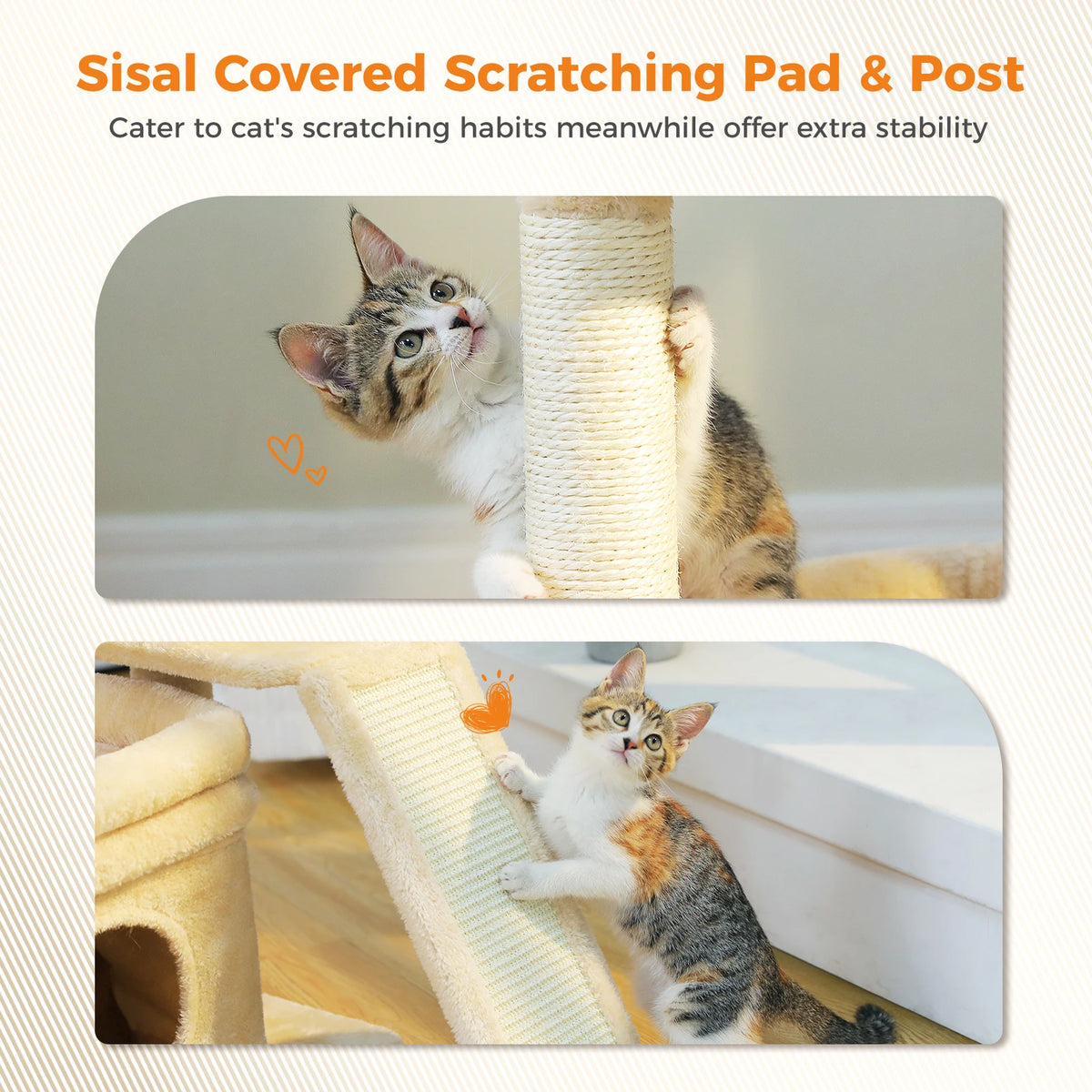 27" Cat Tree with Condo, Perch & Scratching Post