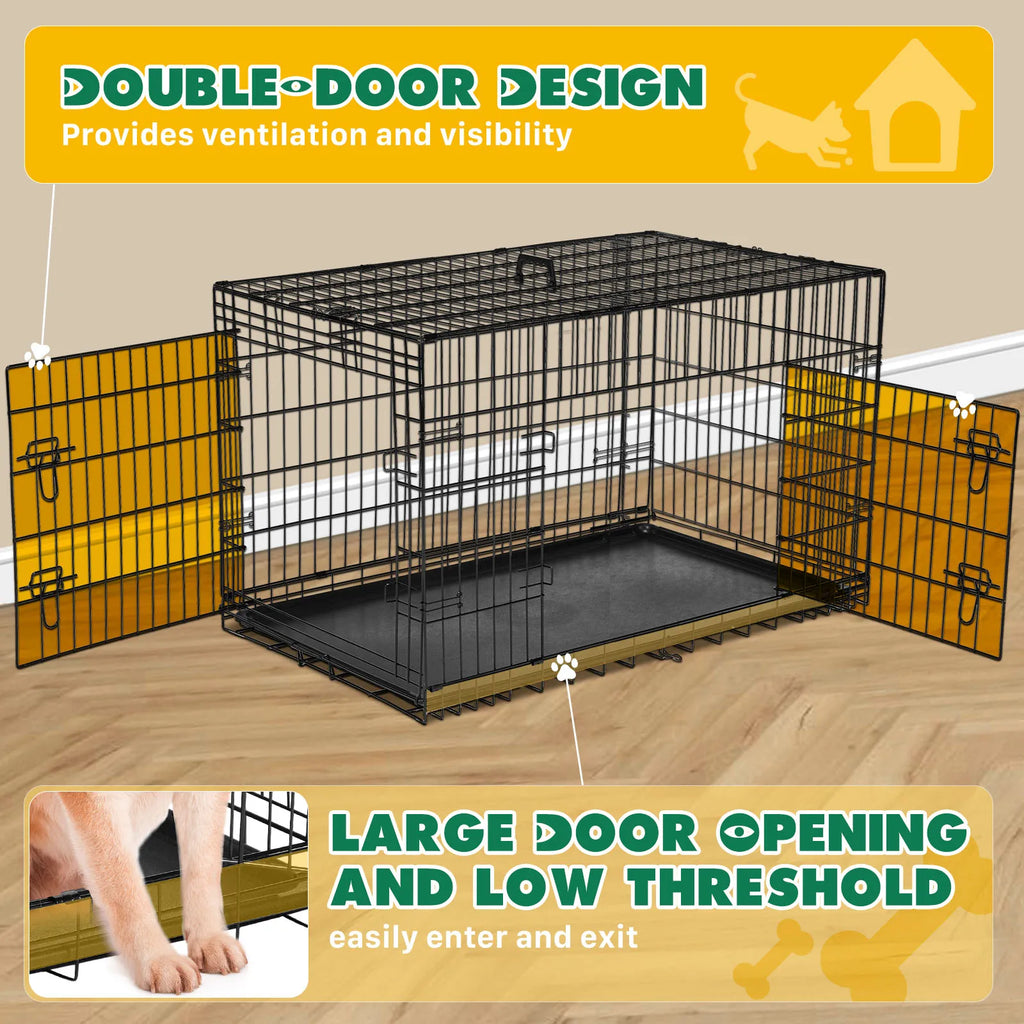 JHK 48" Double-Door Folding Wire Dog Crate