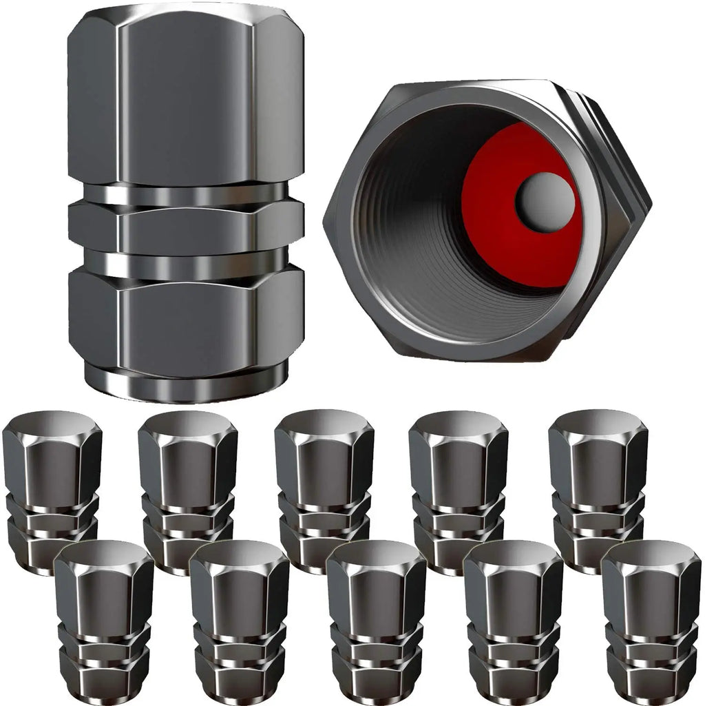 Aluminum Tire Valve Caps with Rubber Seals – Set of 4