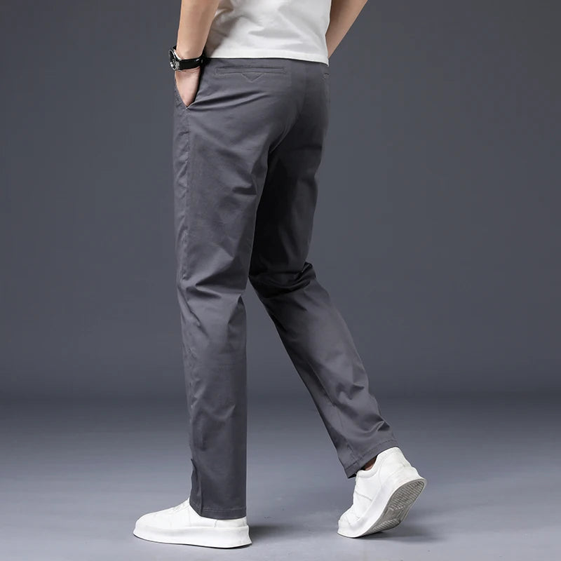 Men's Cotton-Blend Straight-Leg Stretch Pants