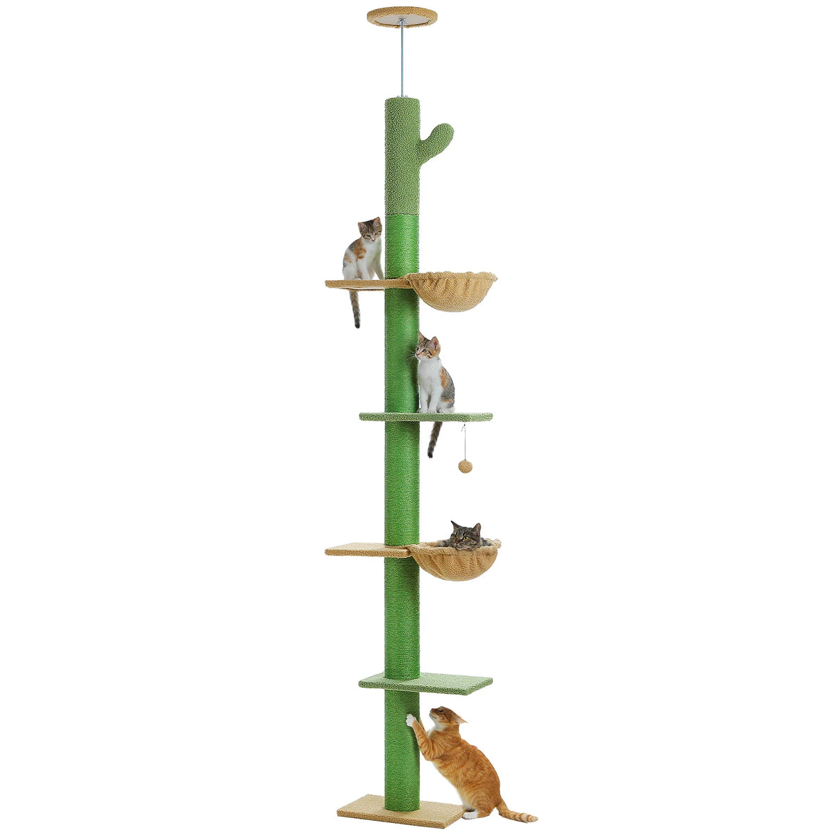 Cactus Cat Tree Floor to Ceiling Cat Tower with Sisal Scratching Post,Comfortable Hammock for Multi-Cat Homes,Cat Accessories Whispering Desires Shoppe