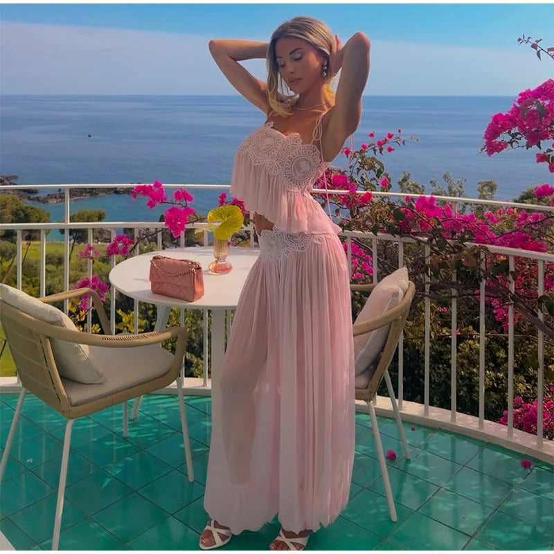Women's Lace-Look Top and Pants — Top or Set Options