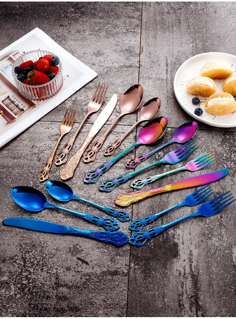 Vintage-Style Stainless Steel Flatware — Assorted Sets