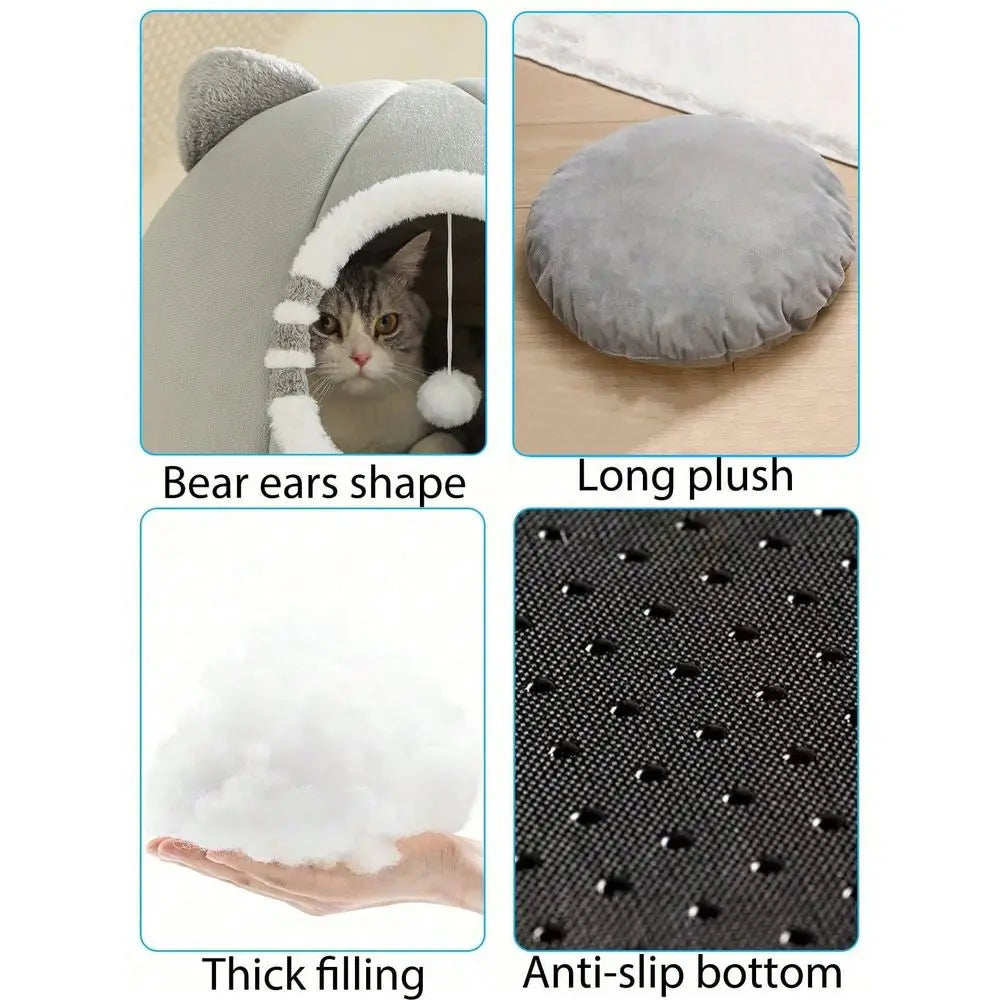 Soft Cat & Kitten Bed with Non-Slip Bottom