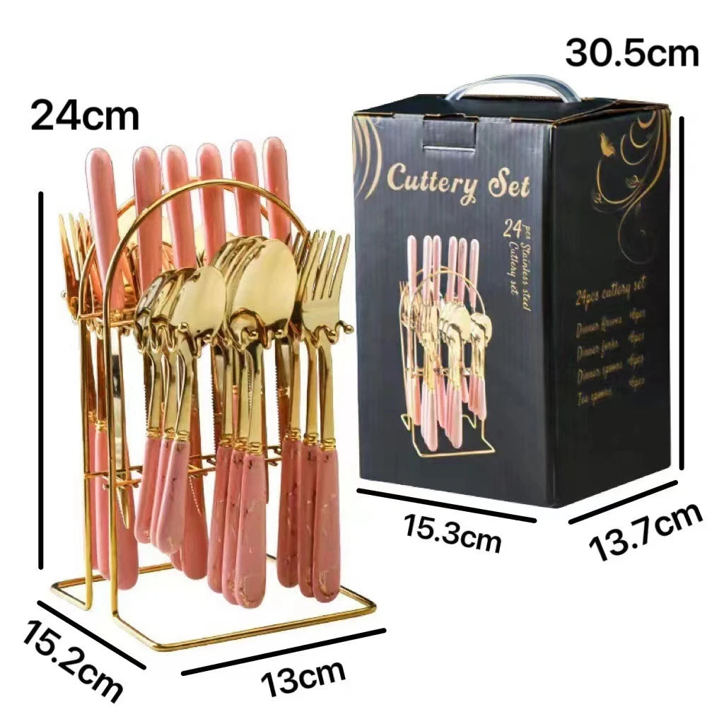 LMETJMA Stainless Steel Flatware — 24 Pieces