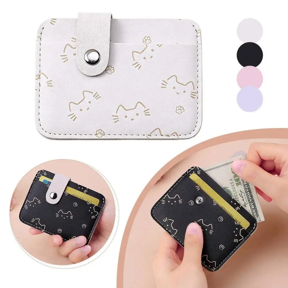 Women's Cat-Print Mini PU Wallet