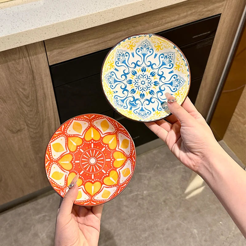 Bohemian Ceramic Plates, 6-Piece Set