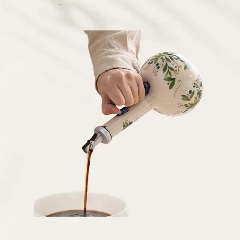 Decorative Ceramic Oil and Vinegar Dispenser