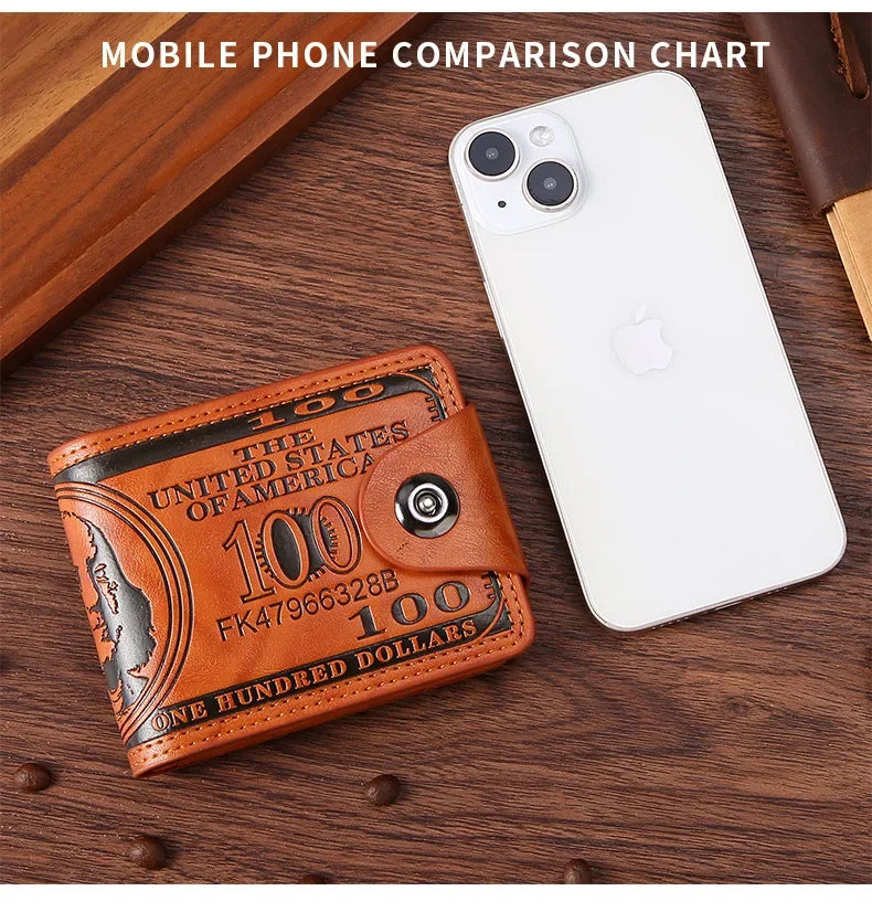 Men's Dollar-Print Card & Coin Wallet