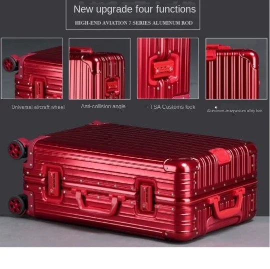 100% Aluminum Magnesium alloy Suitcase TSA Lock Metal Boardable Luggage Trolley Case Classic Glossy and Frosted Travel Suitcase Whispering Desires Shoppe