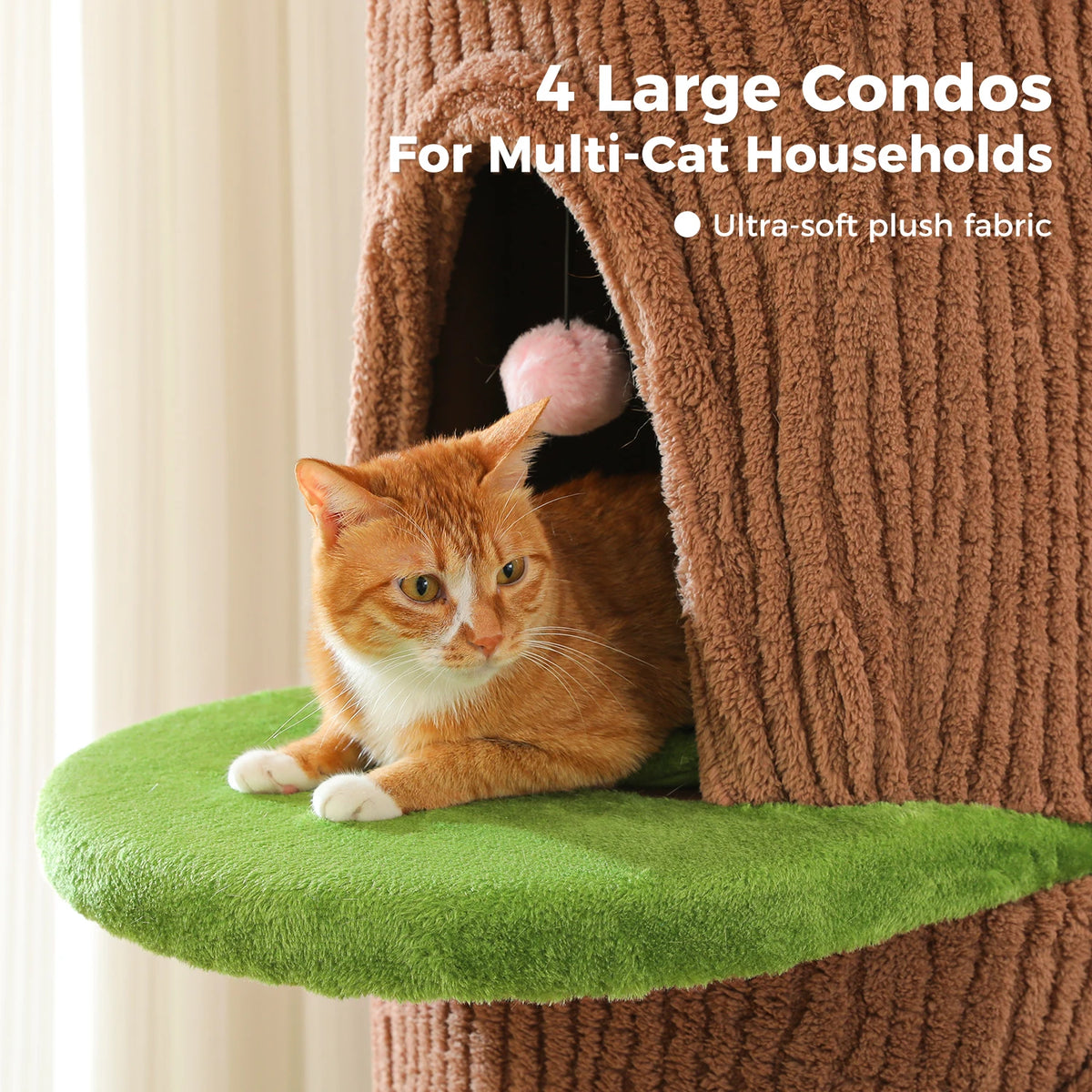 Large Cat Tree with Multiple Condos & Flower Bed
