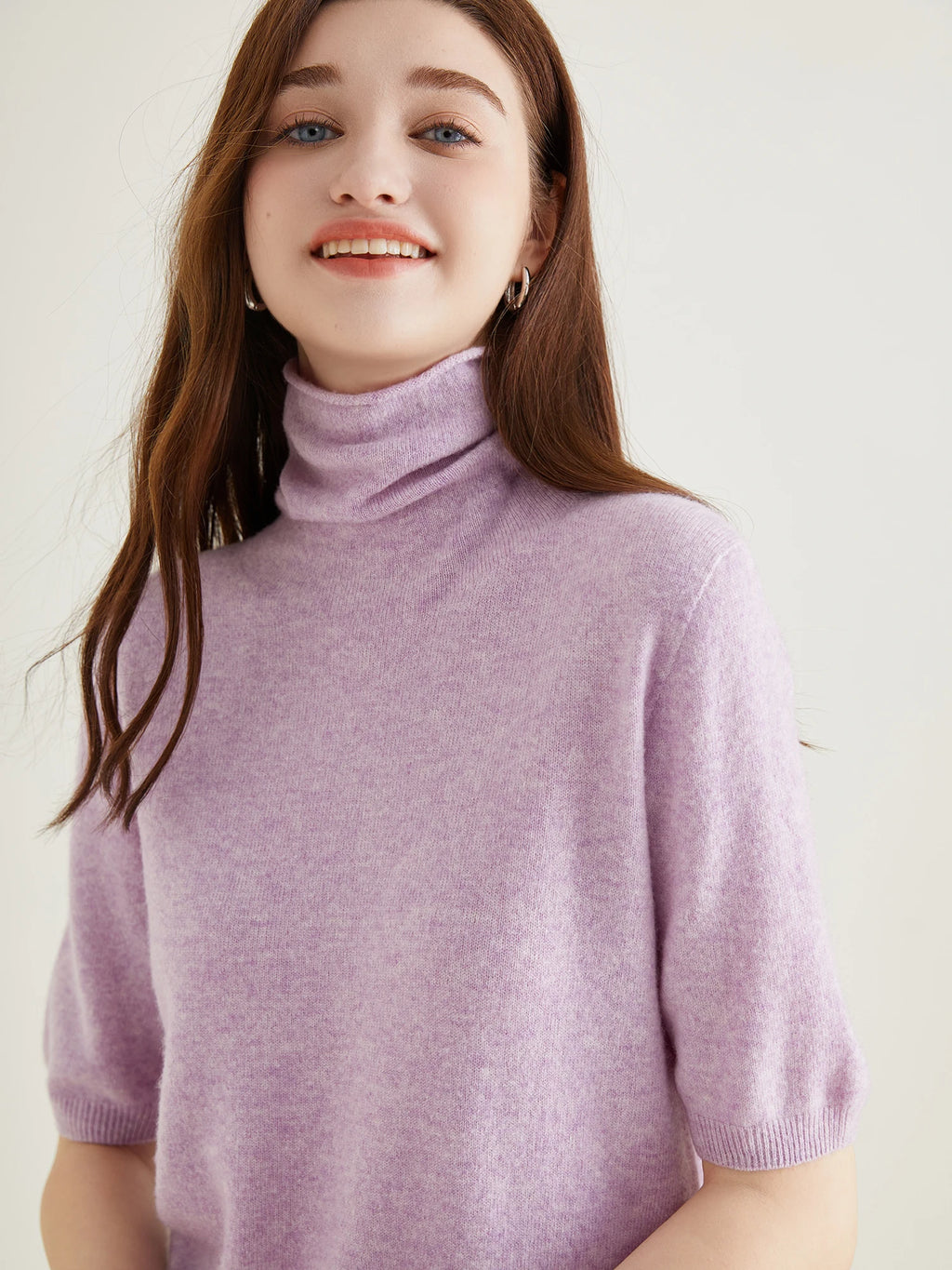 Women's Knit Tops Short Sleeve Fashion Women Sweaters New 100% Merino Wool Knitwears Vintage Sweater Turtleneck Pullover Clothes Dsers