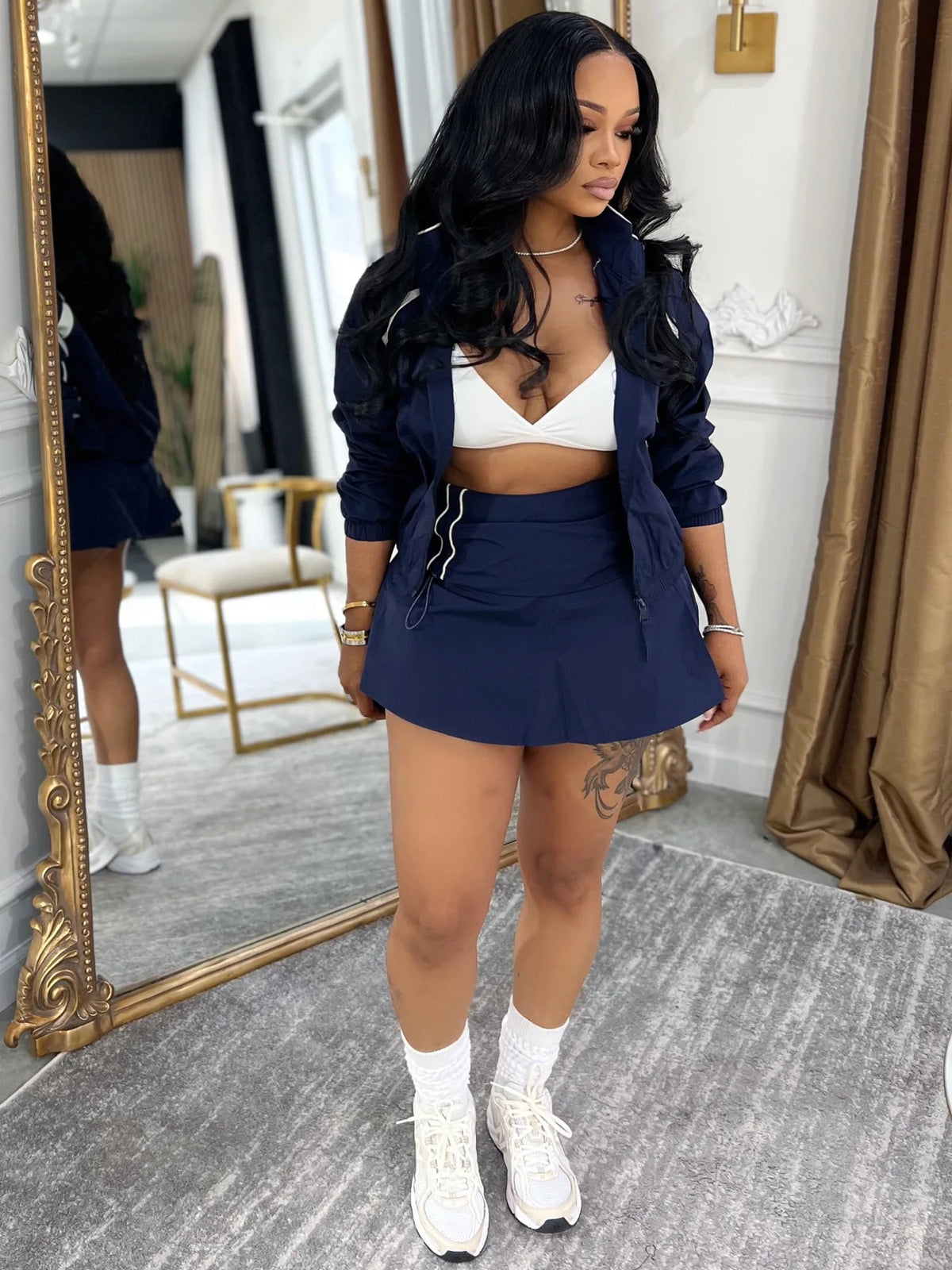 Long-Sleeve Top & Mini Skirt Set
