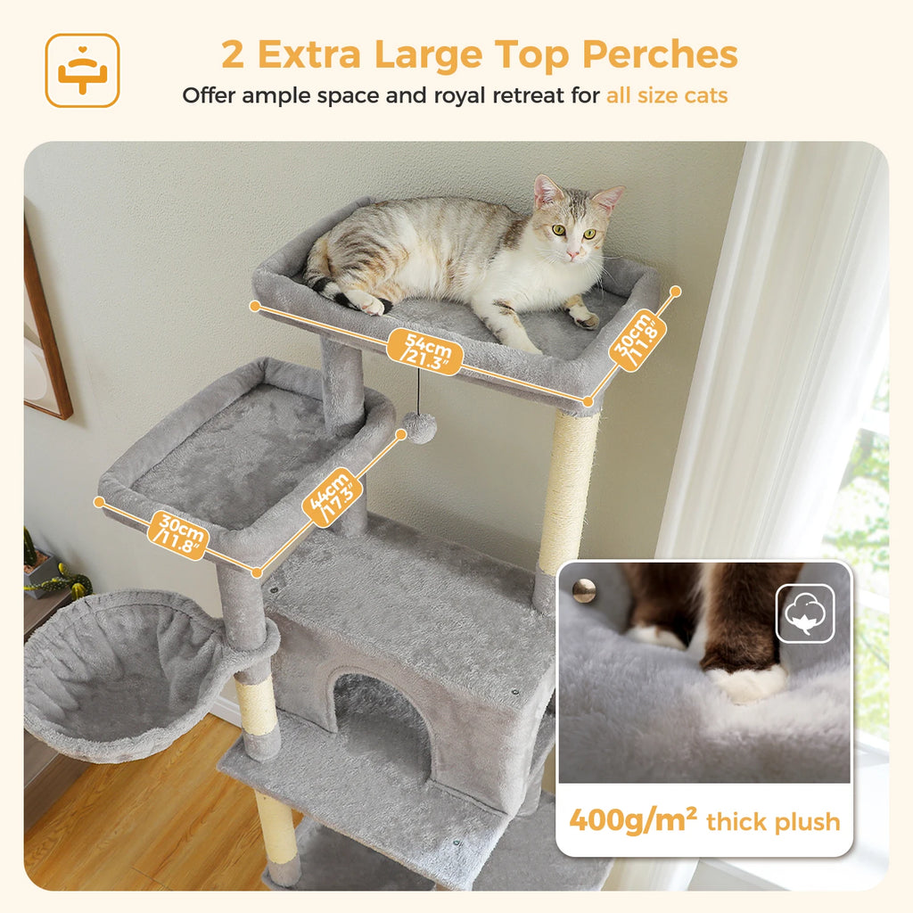 Large Cat Tree for Indoor Cats Multi-Level Cat Tower with Scratching Posts Soft Hammock Large Cat Condo Cat Accessories Cat Toys Whispering Desires Shoppe