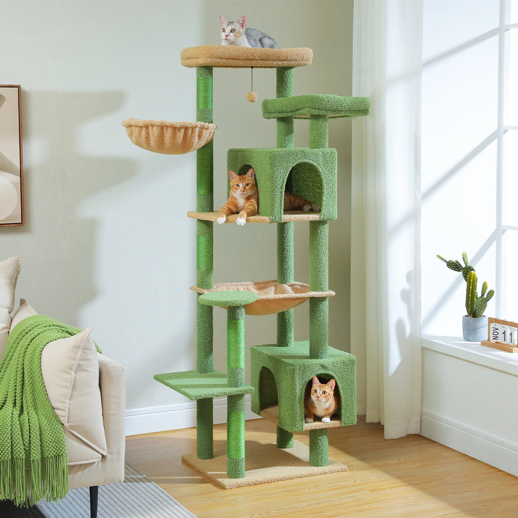 Tall Cat Tree for Indoor Cats Big Cat Tower with Super Large Hammock Cat Climbing Tree with Scratching Posts Condo House Black Whispering Desires Shoppe