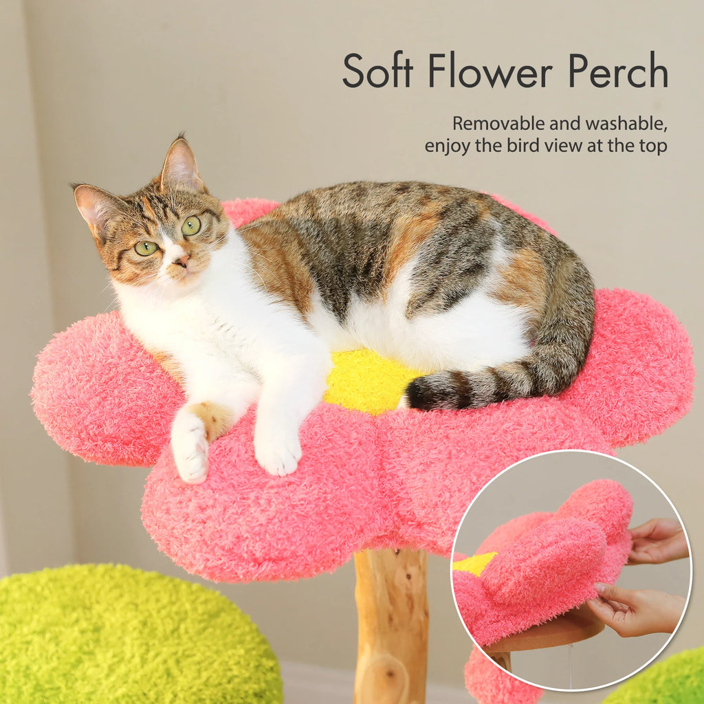 Large Cat Tree with Multiple Condos & Flower Bed