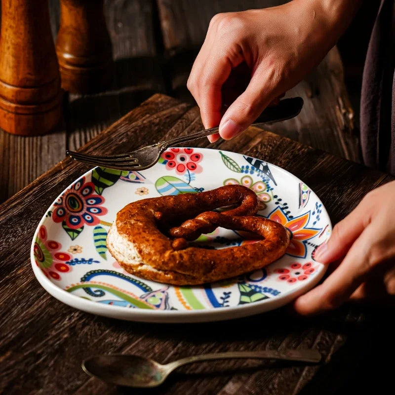 Floral Ceramic Dinner Plate — 8 Inch