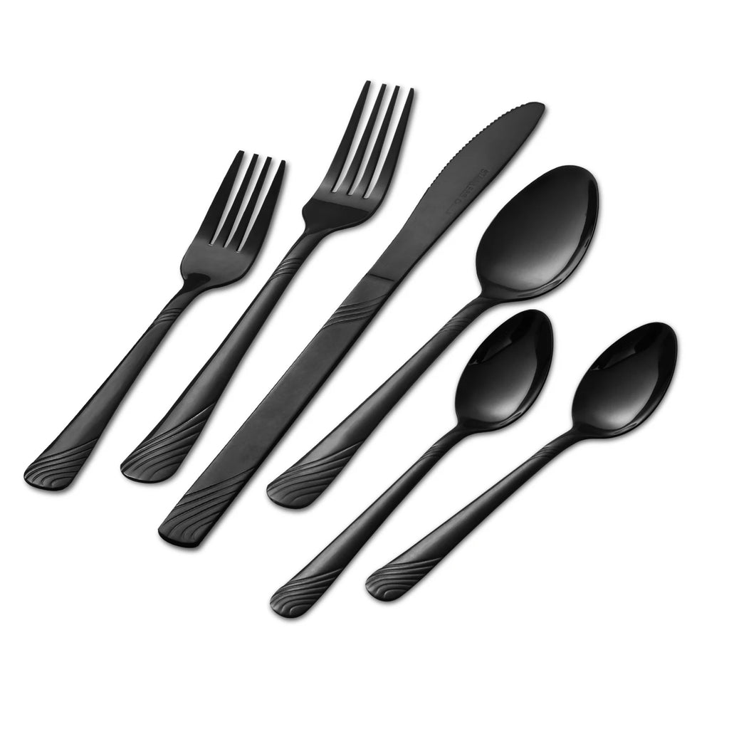 HANSMART Black Stainless Steel Flatware, 48 Pieces