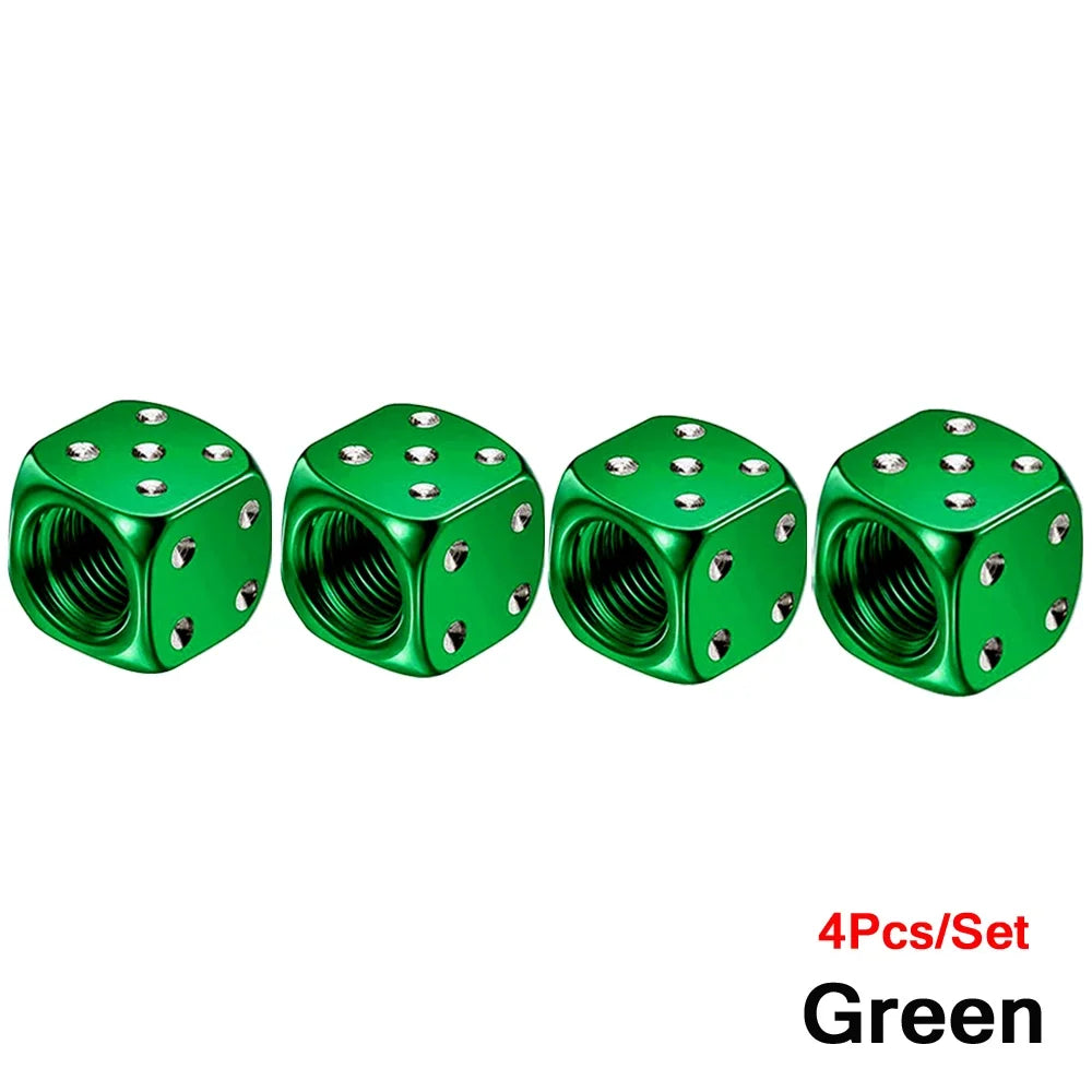Aluminum Dice Tire Valve Caps – Set of 4