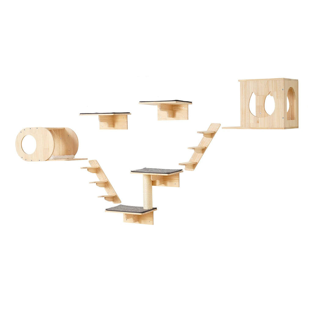SucceBuy Wall-Mounted Cat Shelves & Hammock